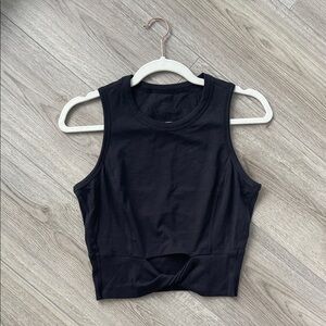 Lululemon Twist Detail Black Sleeveless Crop Top Tank